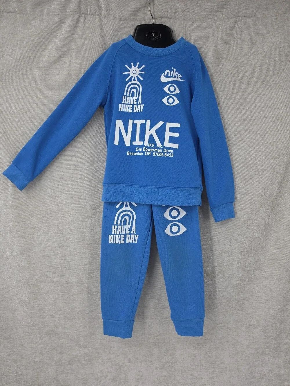 Nike Blue Kids Crewneck Sweatshirt & Jogger Matching Set  'Have a Nike Day'